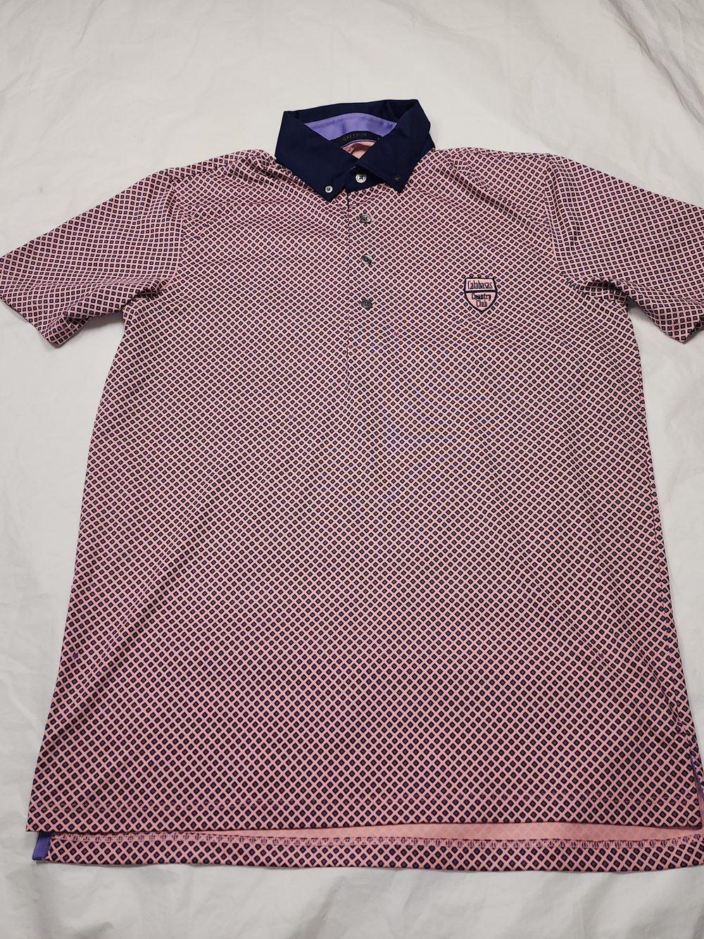Greyson Collared Geo-Print Polo Shirt in Pink by Unknown Brand Size Small
